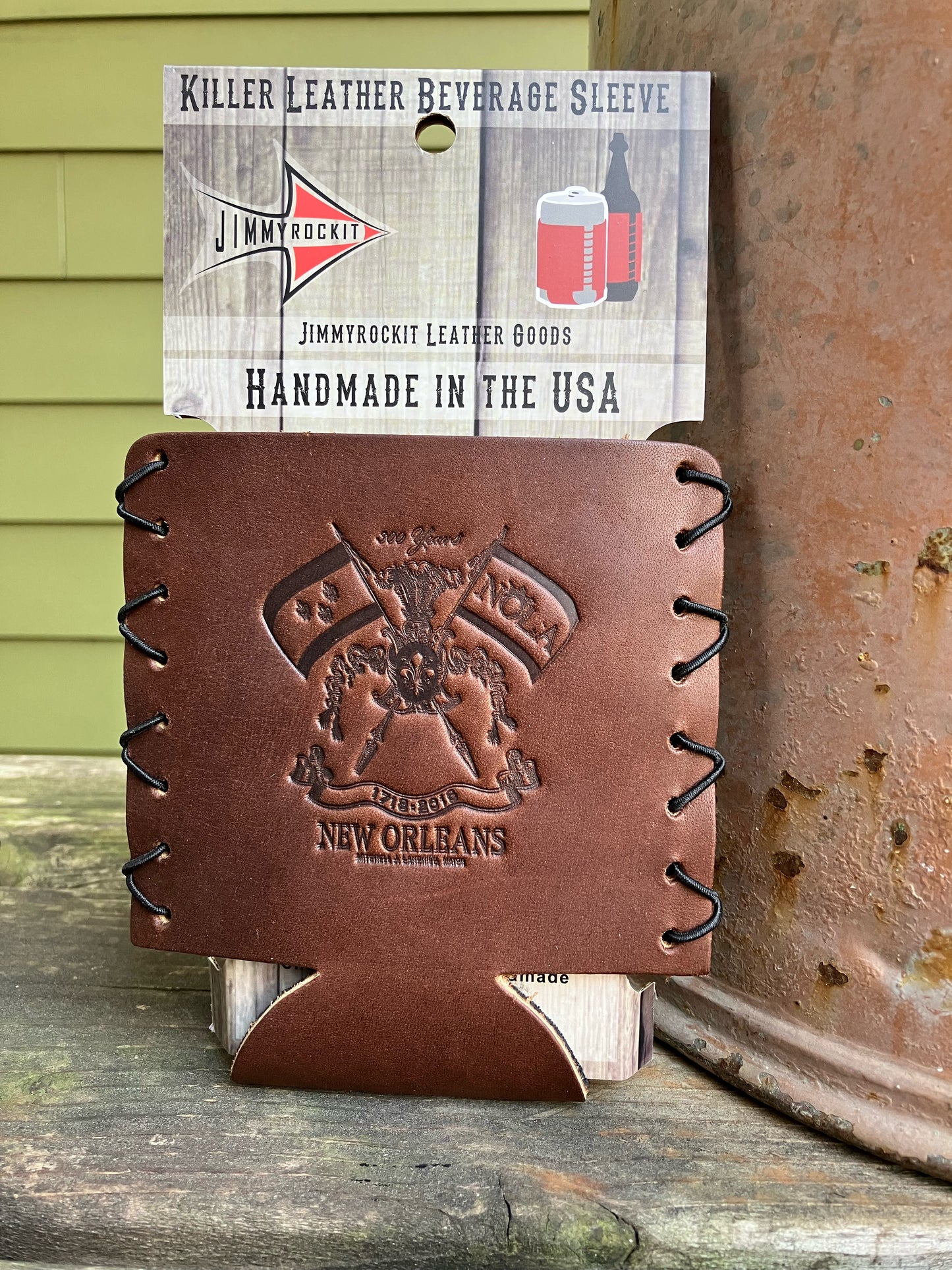 Leather Koozie - New Orleans 300 Year Crest