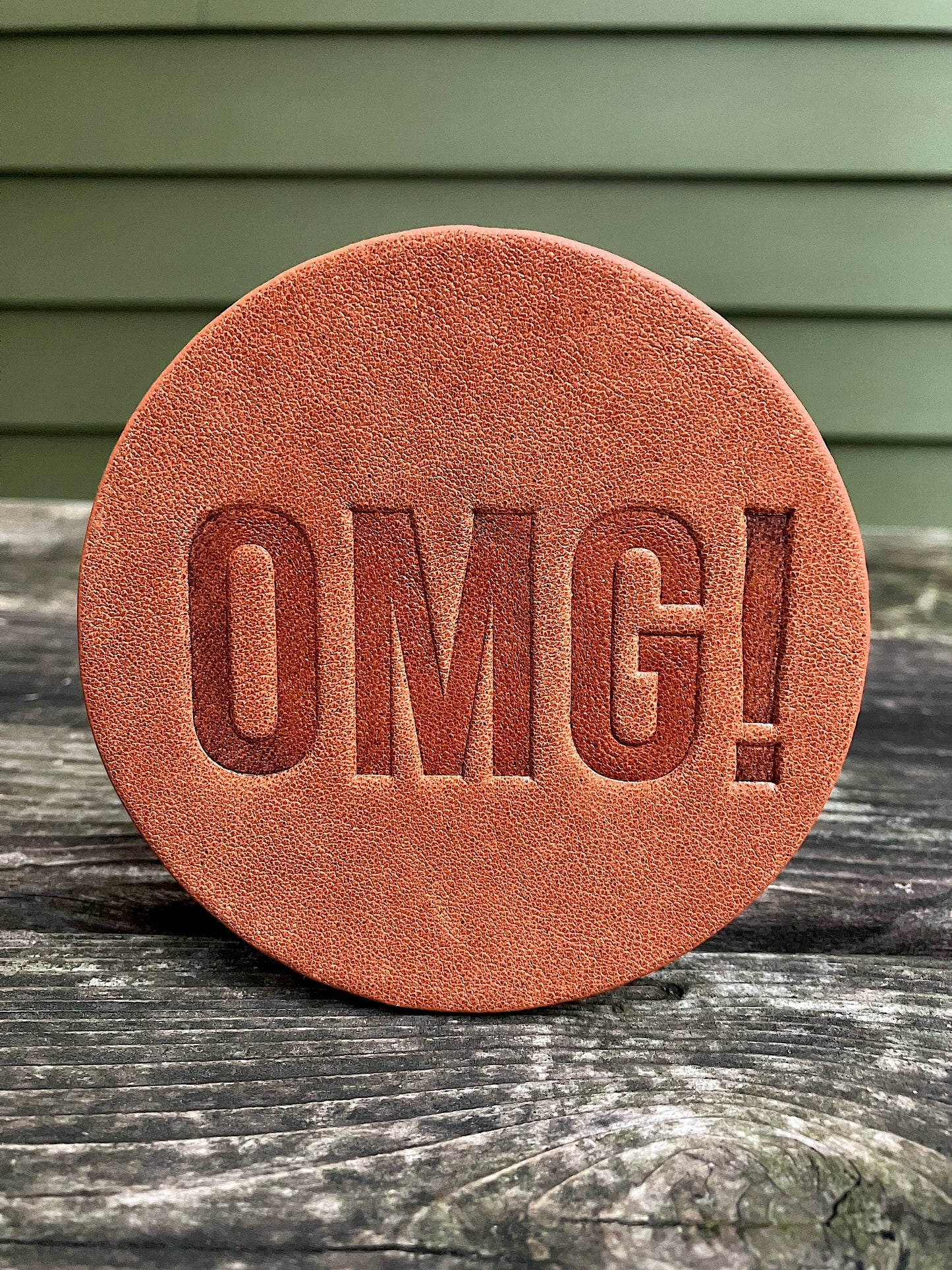 Leather Coaster - OMG