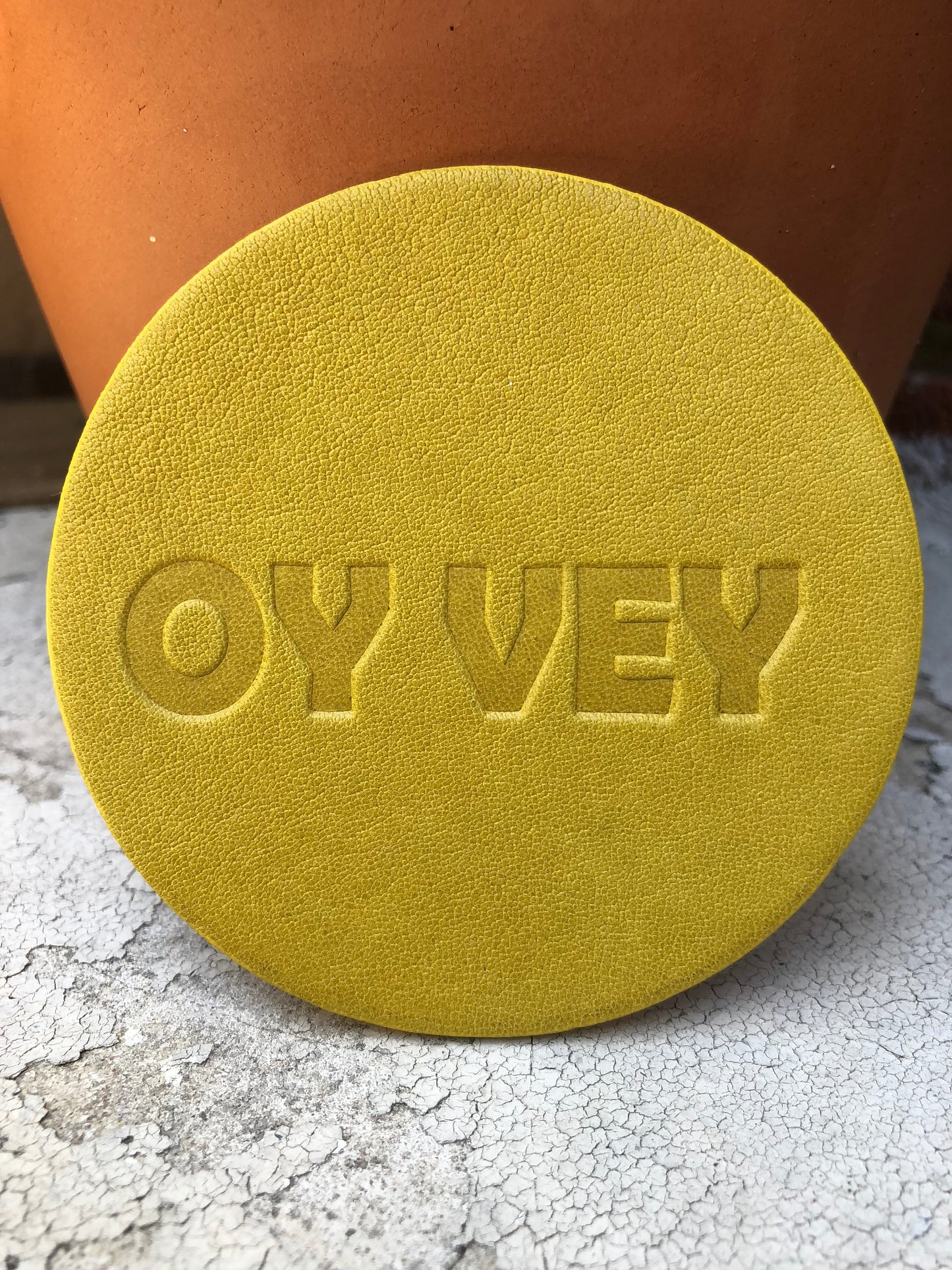 Leather Coaster - Oy Vey