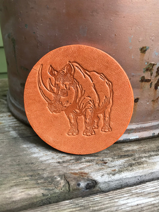 Leather Coaster - Rhino Rhinoceros