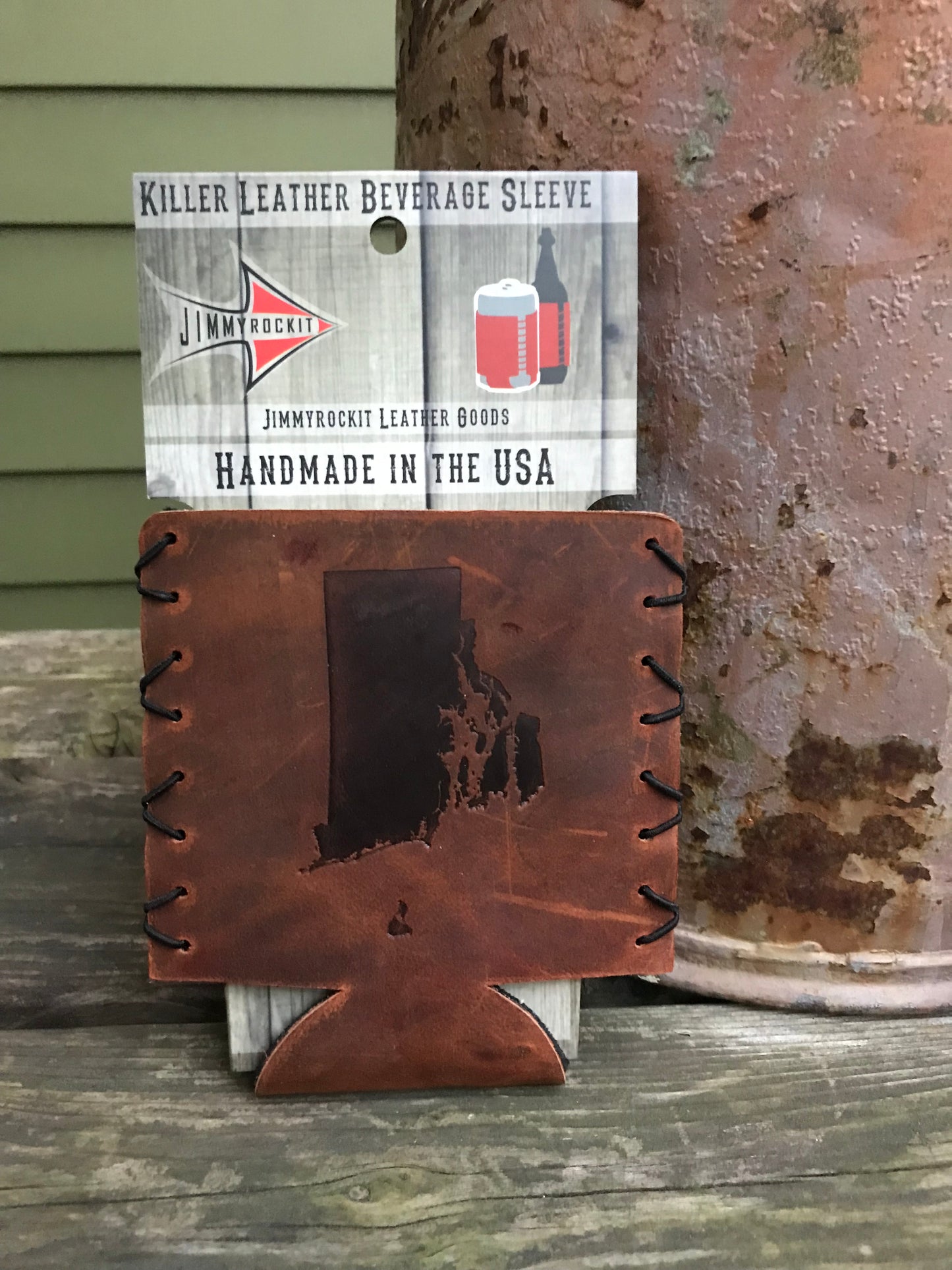 Leather Koozie - Rhode Island