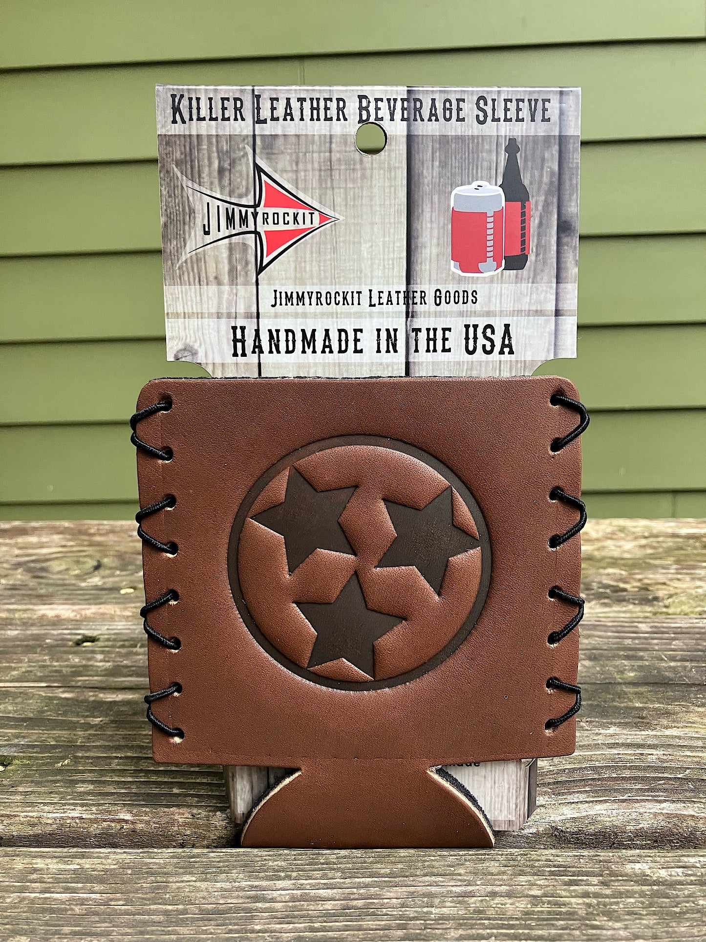 Leather Koozie - Tennessee Tri Star