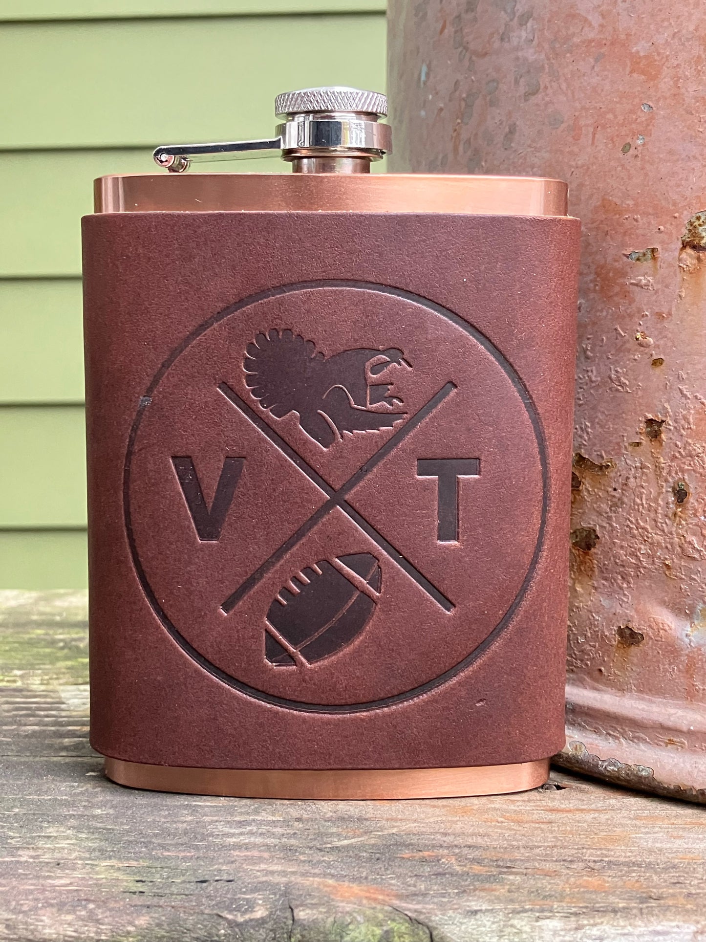 Leather Flask - Virginia Tech Football