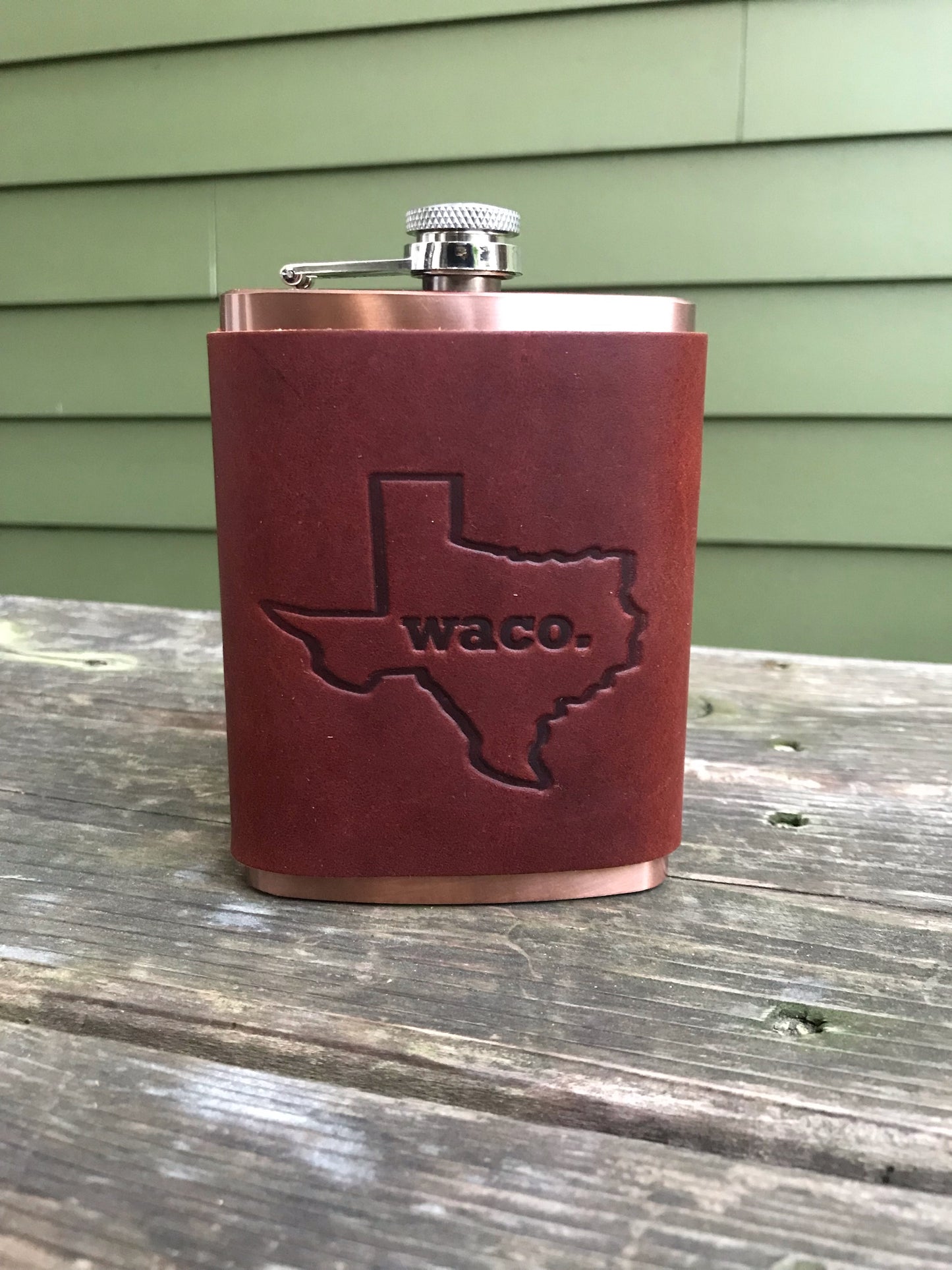 Leather Flask - Waco Texas Shape