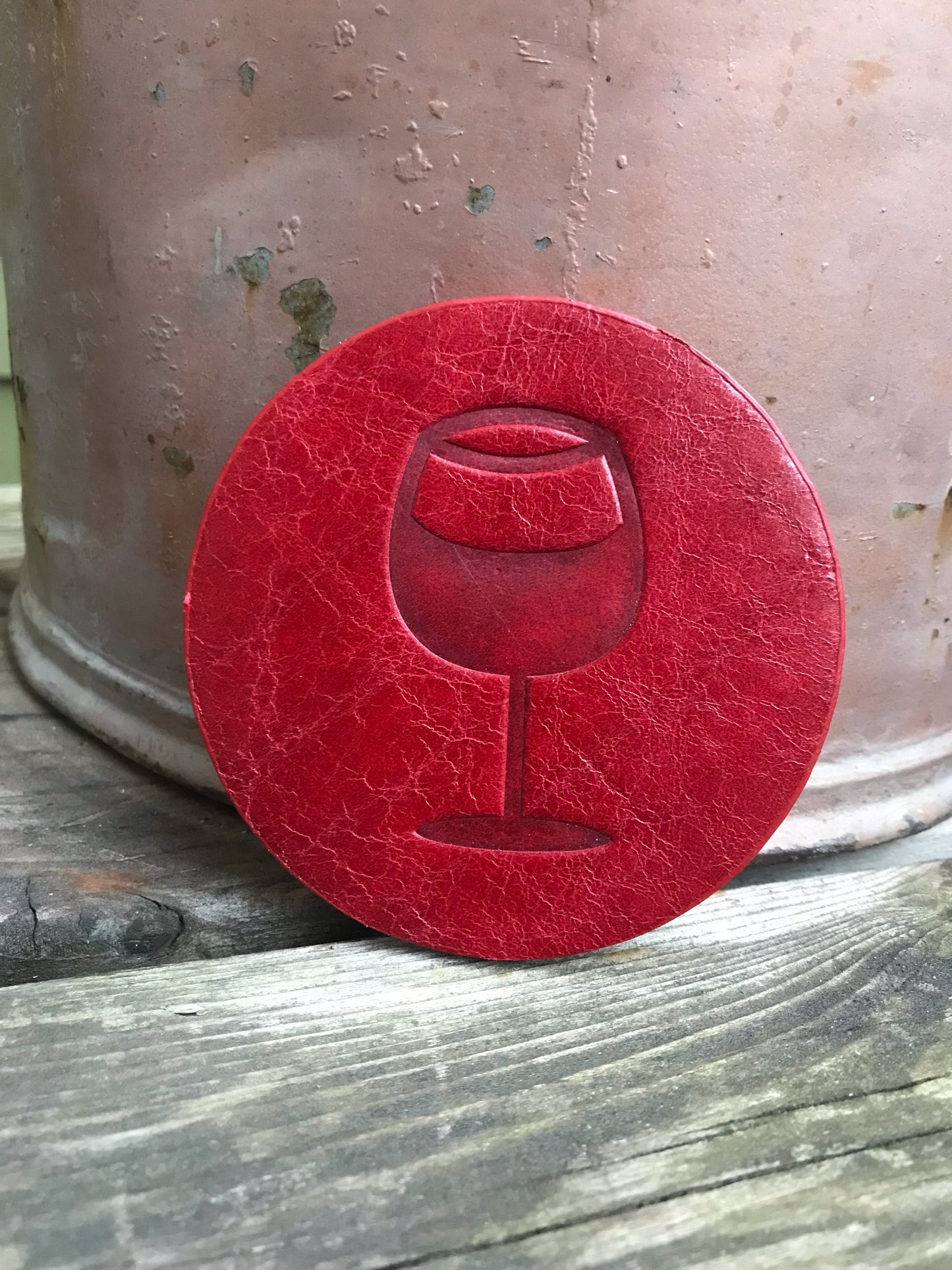 Leather Coaster - Wine Glass