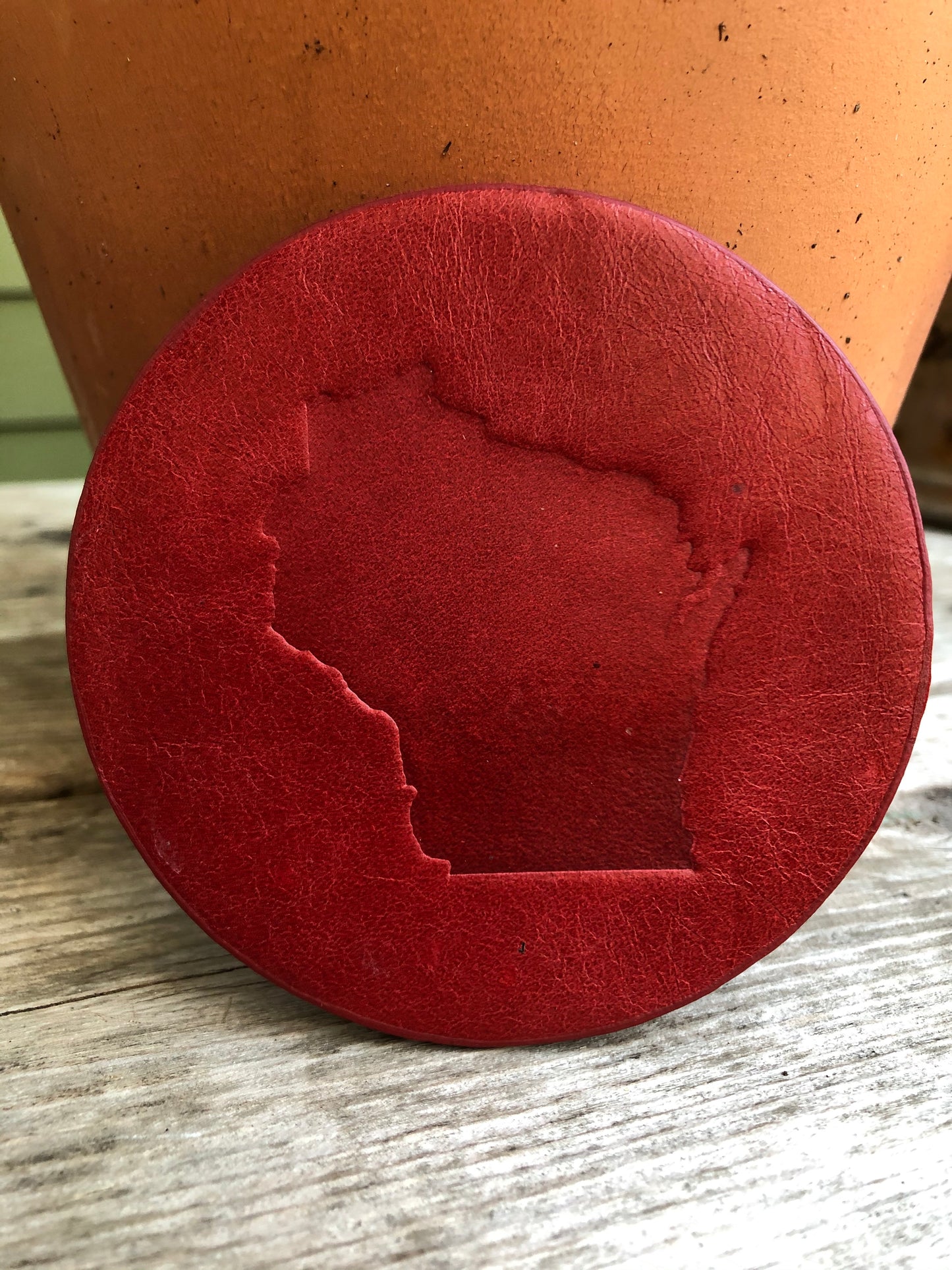 Leather Coaster - Wisconsin