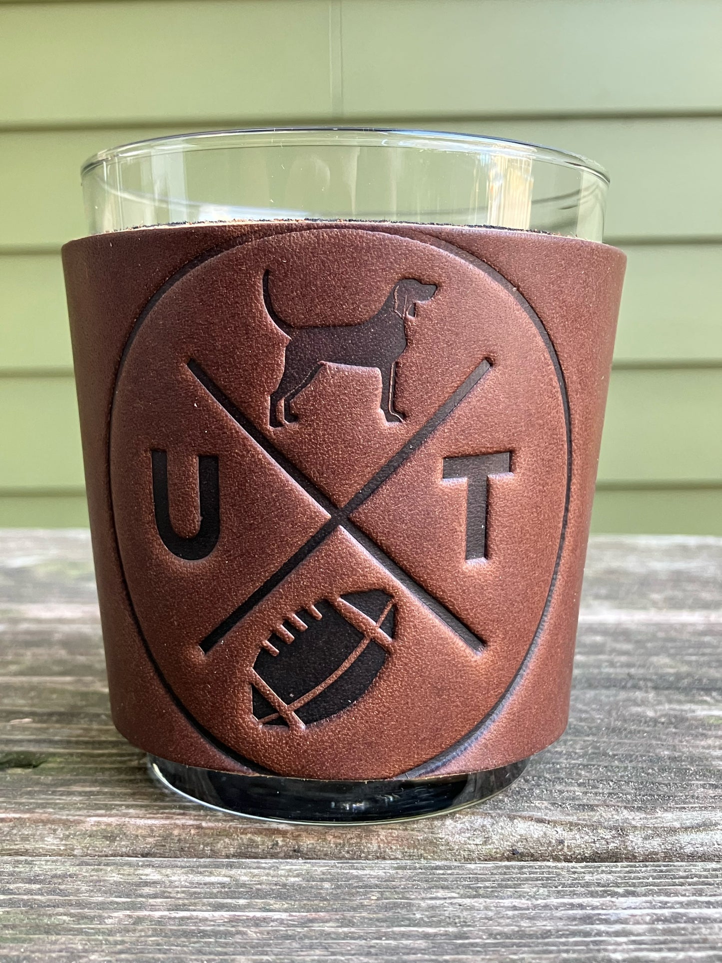 Leather Wrapped Whiskey Glass - Tennessee Football