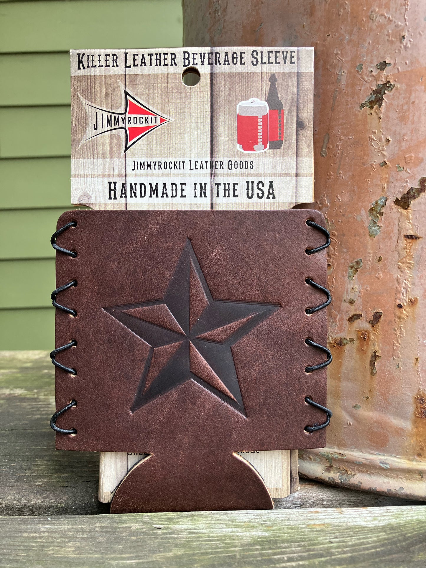 Leather Koozie - Texas Star