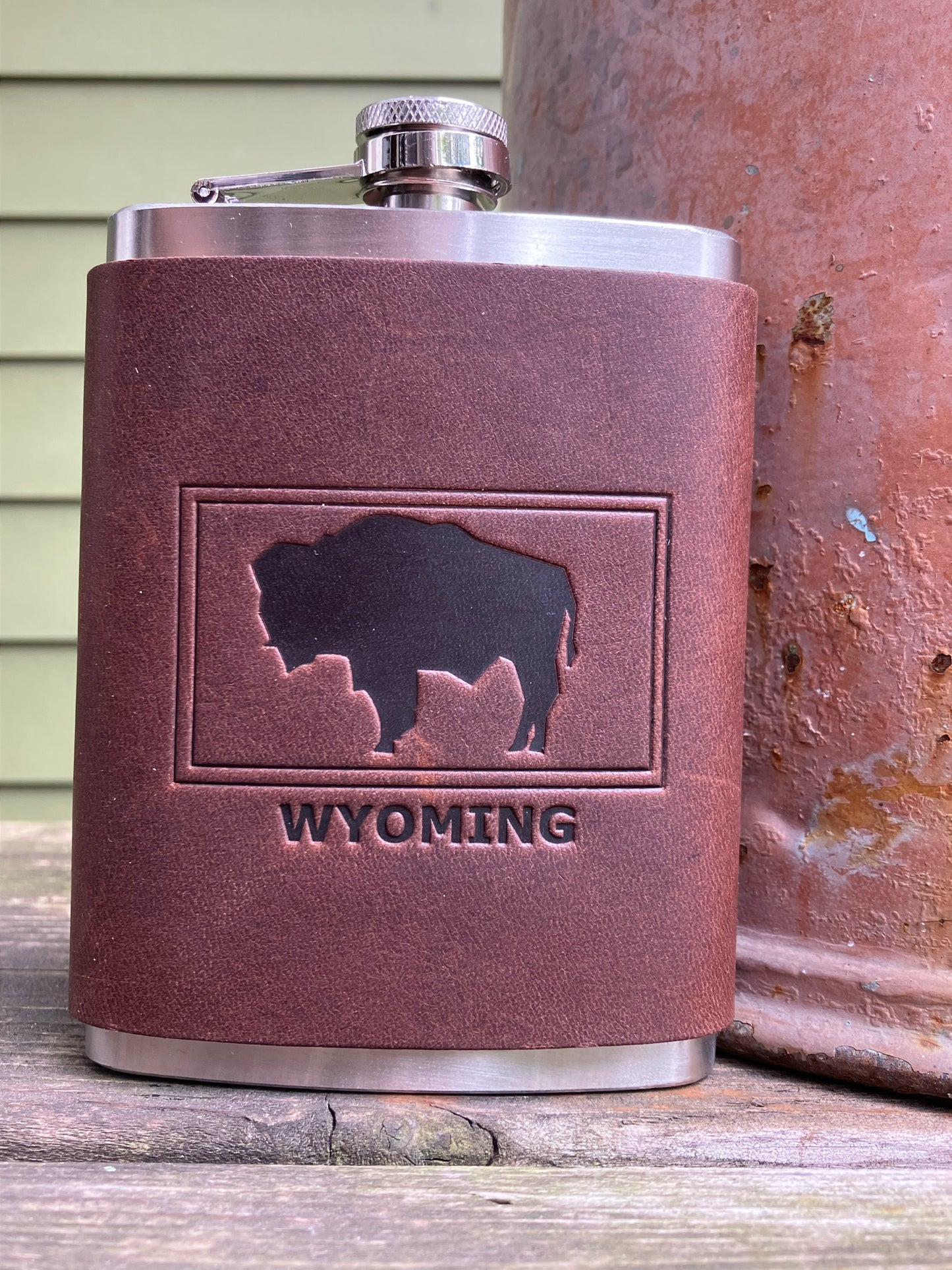 Leather Flask - Wyoming