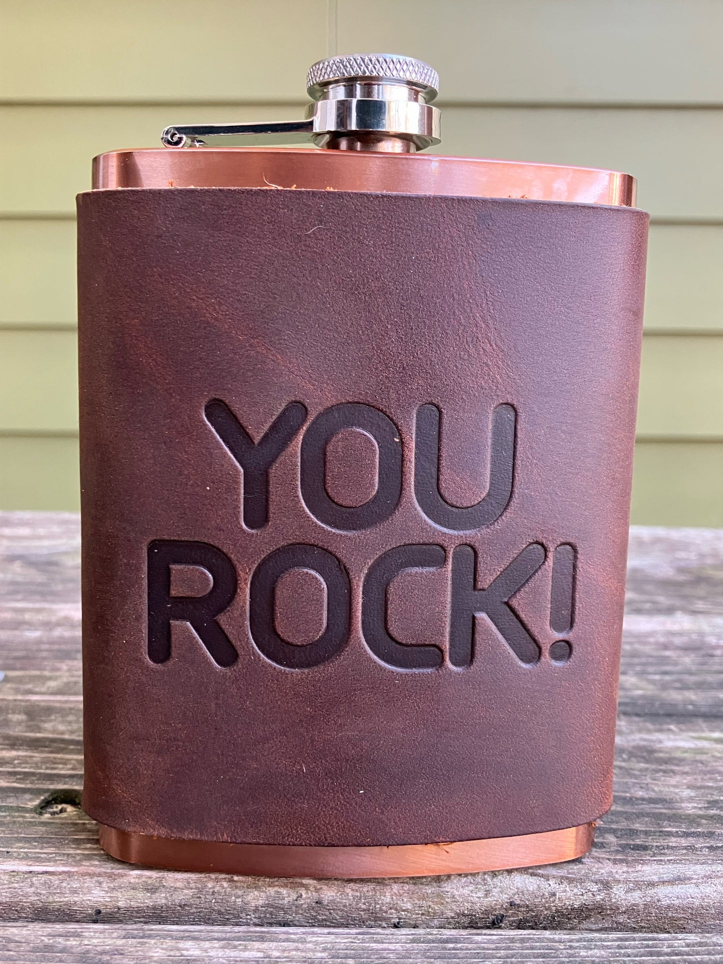 Leather Flask - You Rock